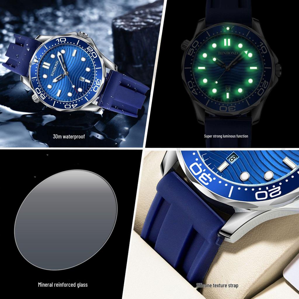 Binbond Luxury Men's Quartz Watch - Waterproof, Luminous, Rotating Dial