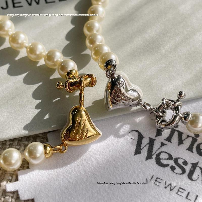 High-End Empress Dowager Heart Necklace and Saturn Bracelet Set