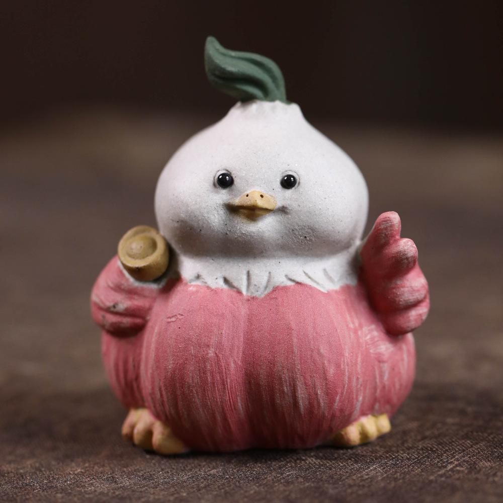 

Yixing Purple Garlic Bird Tea Pet Ancient Fish Tank Landscaping Tea Figurine Play Toys Tea Statue Ornaments Craftsmanship Craft