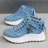 Fashion Women Boots Women Sneakers 2025 Autumn New Canvas High-top Breathable Sneakers Women Thick Bottom Heightening Casual Shoes
