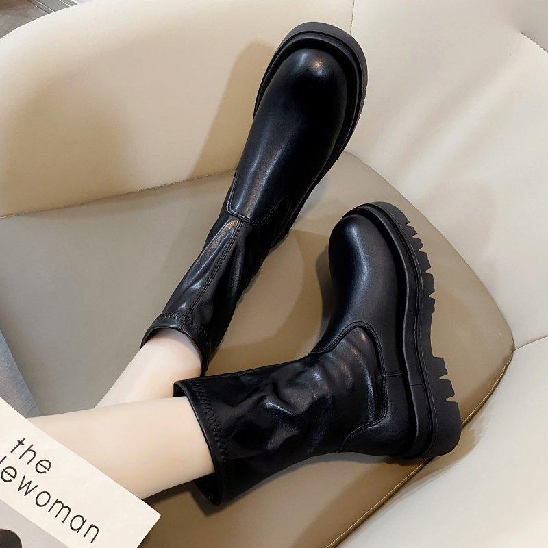 Fashion Elegant Long Thigh High Boots for Women Goth Platform Thick High Heel Black Over The Knee Boots Autumn Sexy Women Botas De Mujer