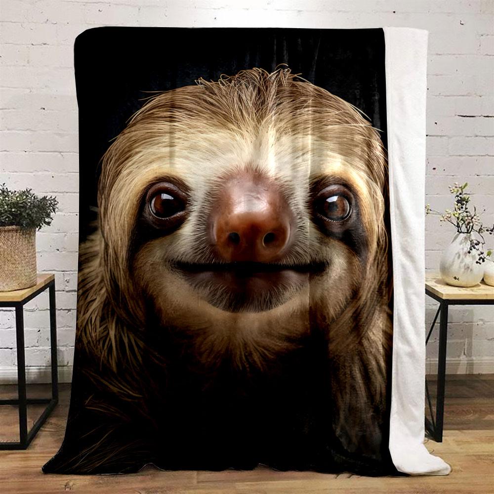 Smiling Sloth Print Blanket bedroom Blanket for Livingroom Couch lunch break Soft throw for Friend's festival Gift