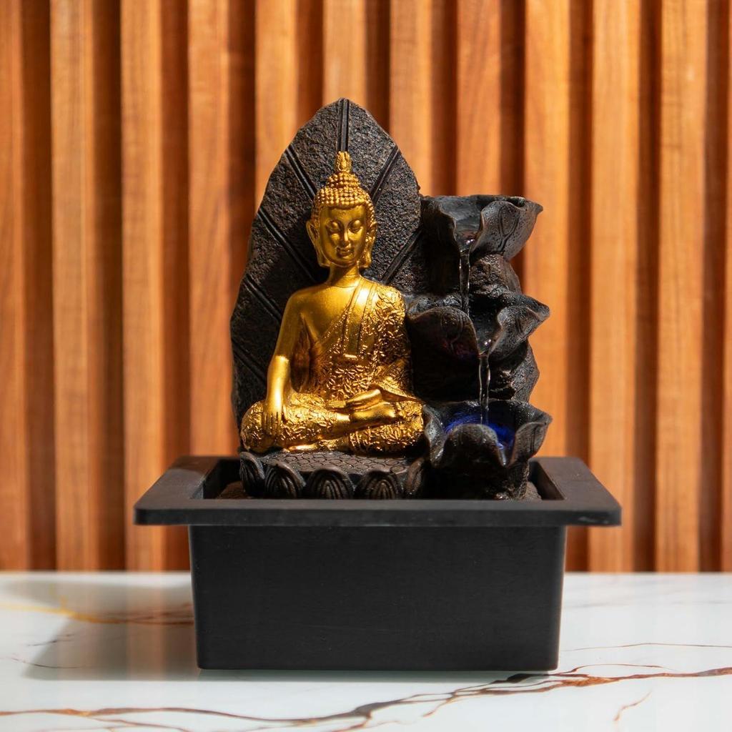 Mini Meditating Buddha Water Fountain for Table Decor, Gift Items, Indoor Home Décor