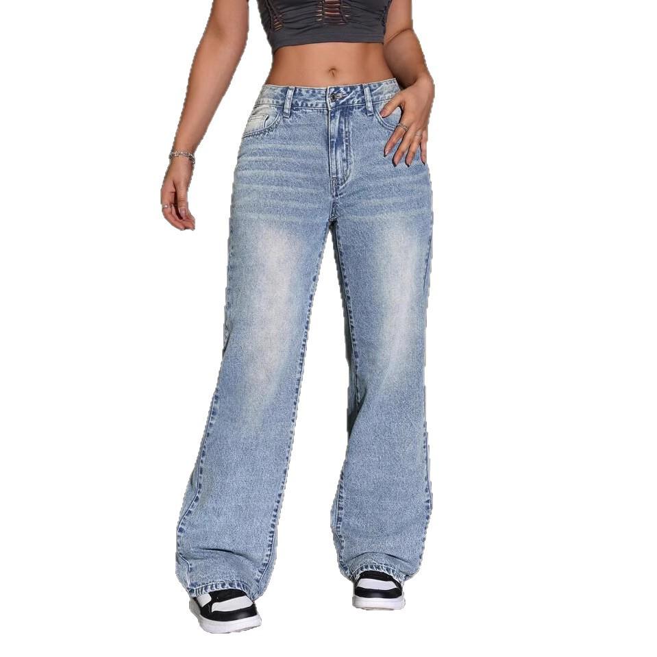 High Waist Straight Jeans Damen Locker Lässig Denim Hose Tägliche Straßenhose