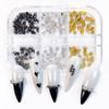 Pack Of 6 Unique Style Metal Nail Art Studs Assorted Shapes Bold Gothic Decorations For DIY Manicure Designs