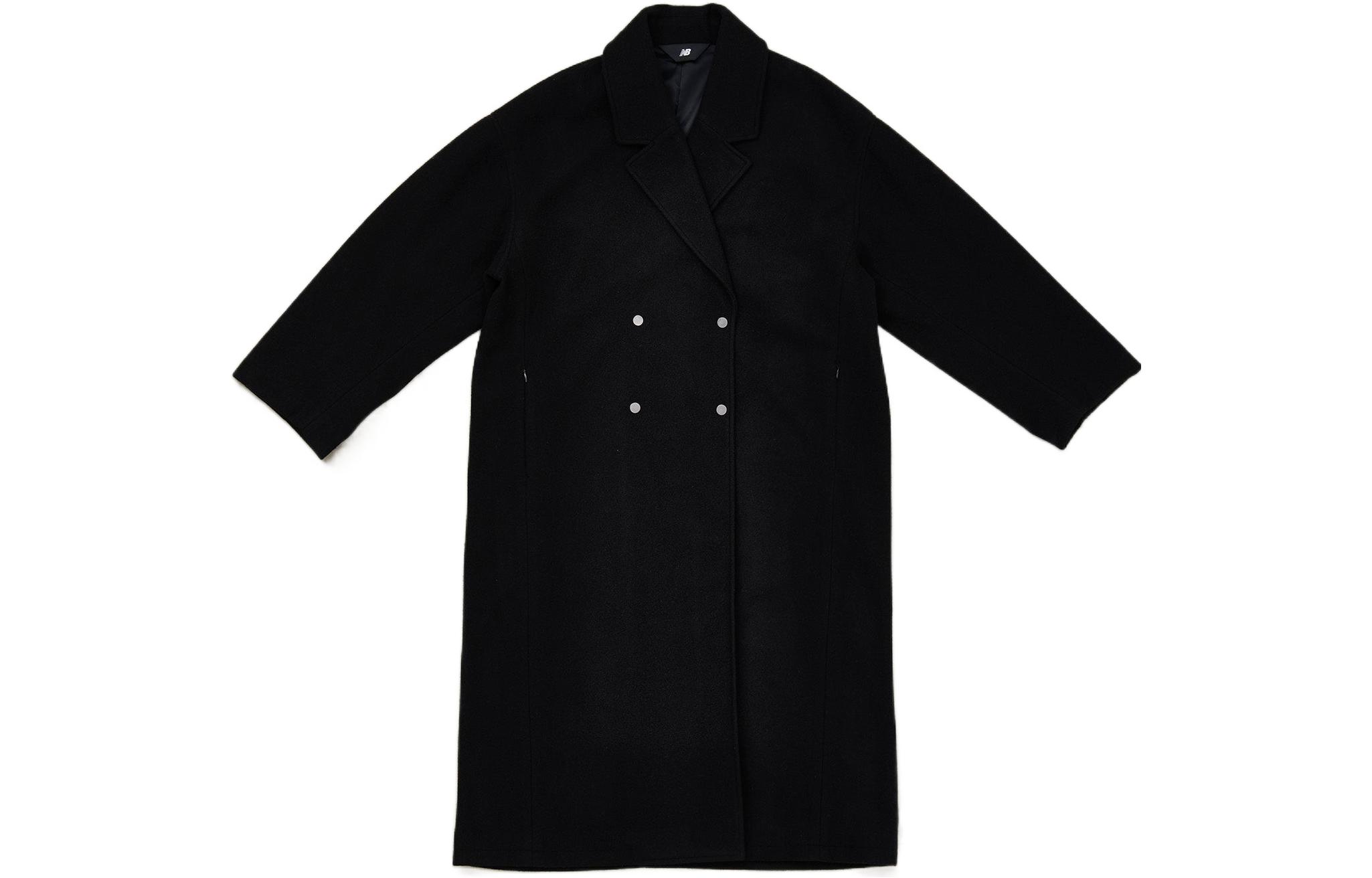New Balance MET24 Double Chest Coats Women s Black Lapel Moderate Straight Fit AWJ25005-BK M