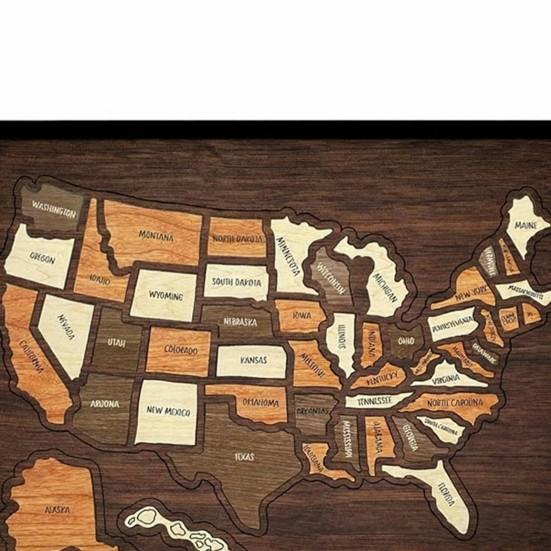 Holz USA Reise Puzzle Board State Reise Tracker Wanddeko Interaktives Reise Souvenir für Zuhause Büro Geschenk für Reisende