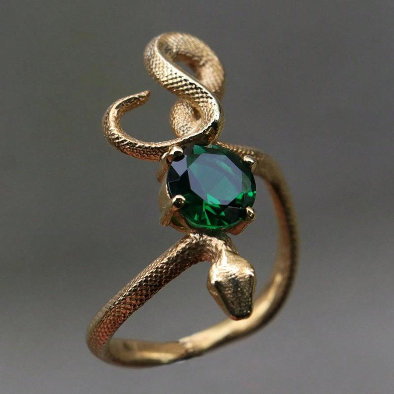 

Retro Personalized Snake Wrapped Index Finger Ring Opening Adjustable Niche Design Ring European and American Ring