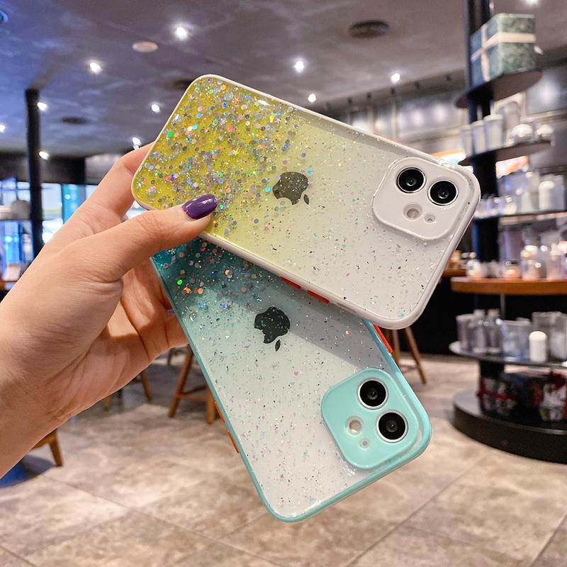 Luxury Glitter Candy Transparent Phone Case For iPhone 11 12 13 Pro Max XS X XR 7 8 Plus SE  Mini Shockproof Cases Cover