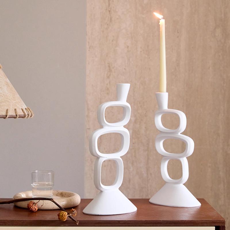 Resin Candlestick Geometric Hollowed Candle Holder Elliptical Circle Candle Stick Holder Wedding Centerpieces Home Decoration