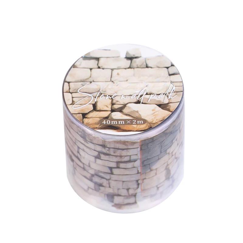 40mm*2m PET Tapes Stone Wall Path DIY Scrapbooking Decor Photo Album Collage Junk Journal Materials Aesthetics Tapes