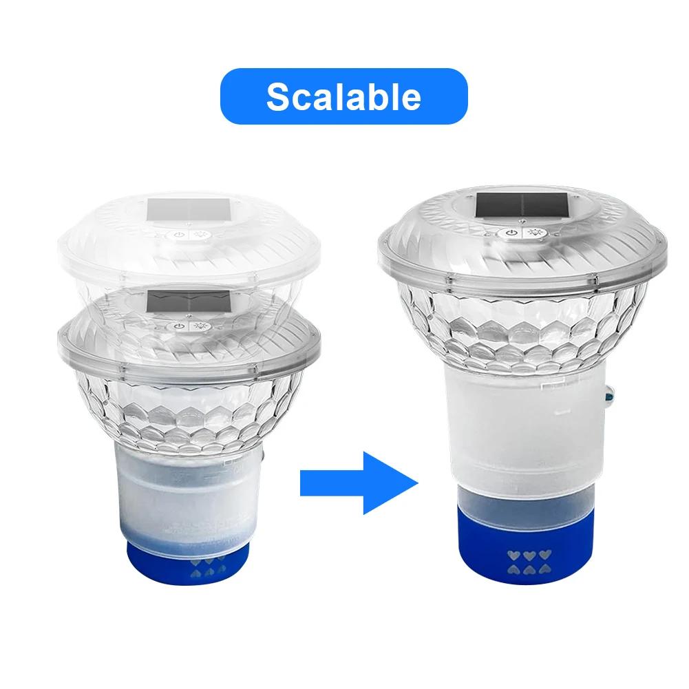 Solar Adjustable Pool Chlorine Dispenser with Colorful Lights Floating Pool Chlorine Dispenser Adjustable Release Chlorinator