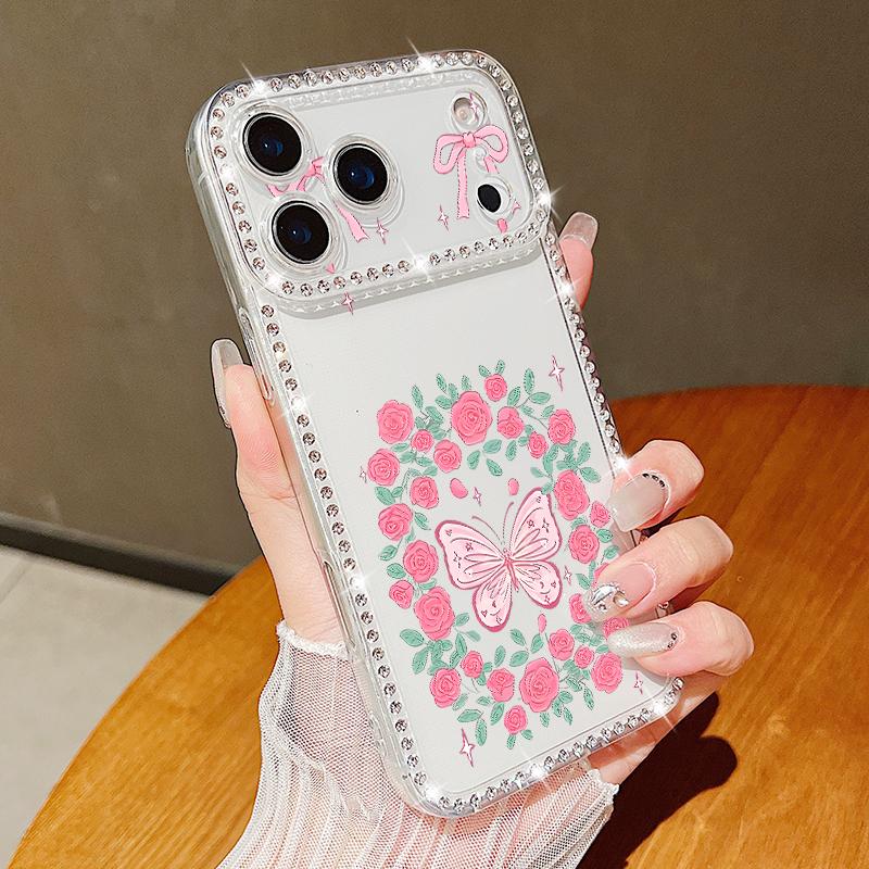 Butterfly Printing Bling Diamond Case For iPhone 17 Air 16e 16 14 15 13 17 Pro Max 15 16 Plus 17 Soft TPU Silicone Phone Cover