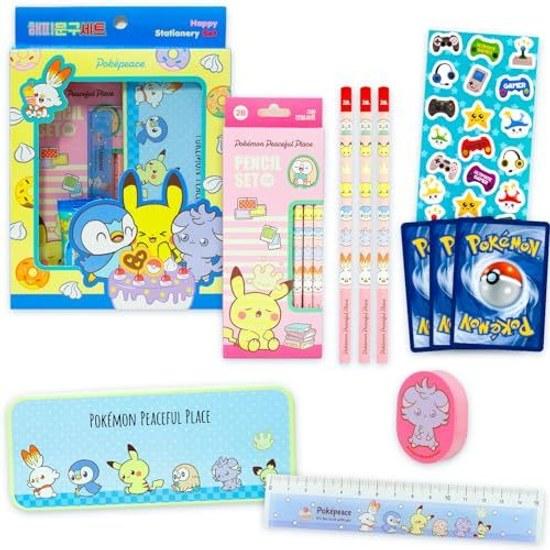 Pokemon Stationery Set School - Pikachu Pencil Mini Ruler Holder Stickers More Art Kids Boys Girls (styles May Vary) 6 Essential Items Pikachus Term