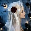 Vintage Headdress Gothic Halloween with Rose And Chain Decoration, Mini Bowler Hat, Cosplay Party Accessory Retro Small Top Hat Hair Clip for