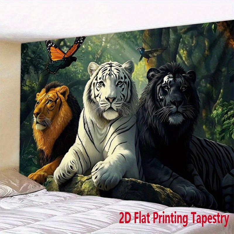 majestic lions and tigers Digital printing polyester wall tapestry suitable for use in living rooms bedrooms offices bars party