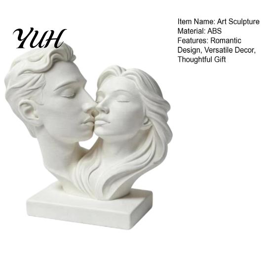 Artistic Bust for Home 3D Printed Couple Hugging Kissing Statue, Modern Minimalist Art Sculpture Abstract Love Desk Shelf, Romantic Decor Ornament,
