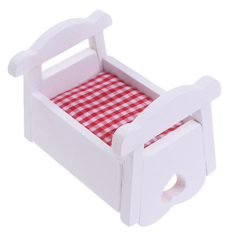 1Pc 1:12 DollHouse Miniature Wooden Baby Bed Dolls Furniture Accessories Toys