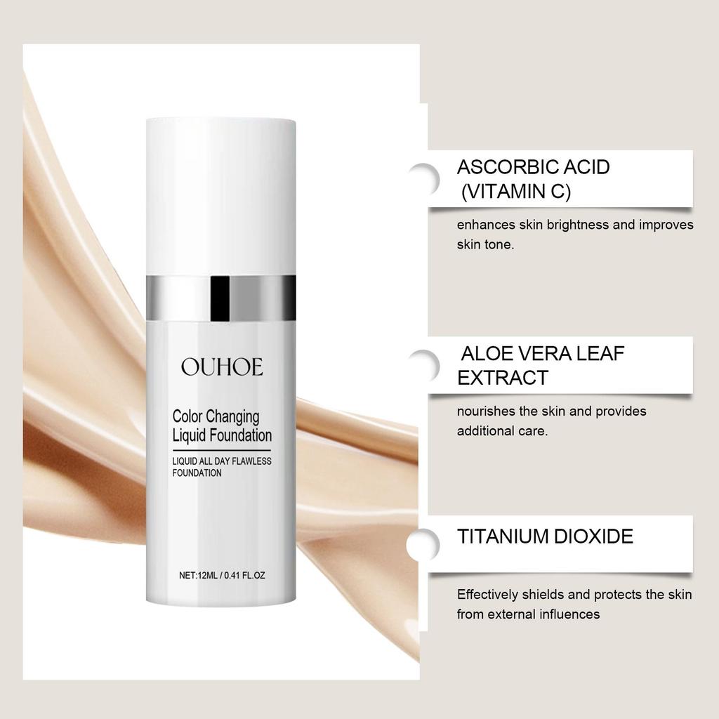 OU HOE Color-Changing Liquid Foundation Brightening Natural Concealing Moisturizing Liquid Foundation