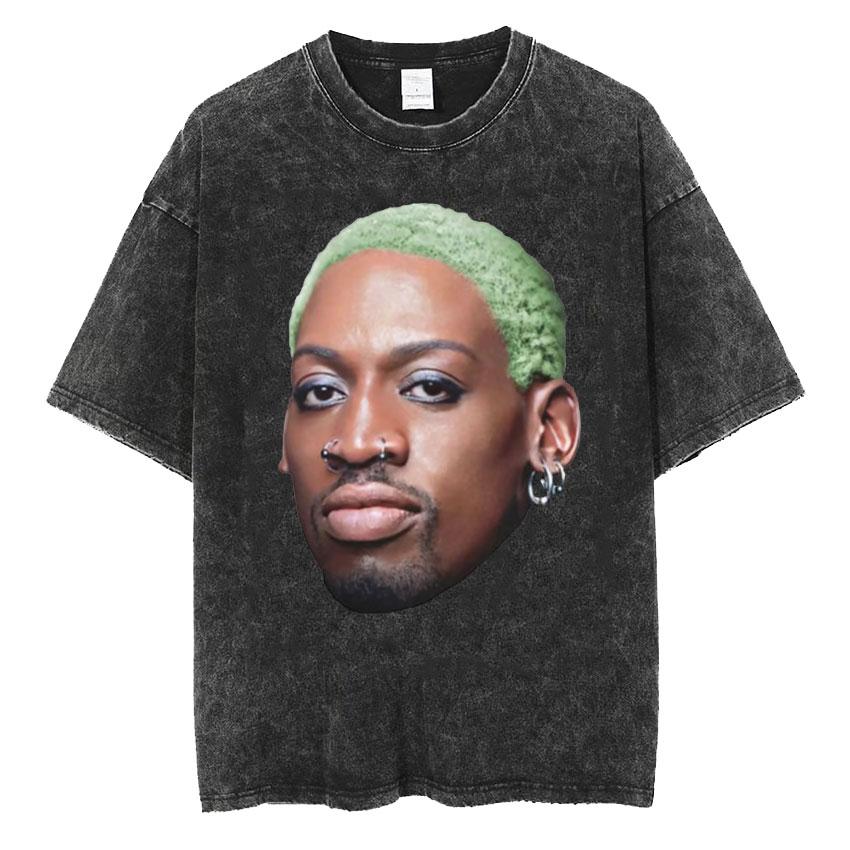 New Arrival Mens Clothes Washed Tee Shirt TShirts Men Tshirt for Men Ropa Hombre Dennis Rodman Classic Rare Black Homage