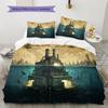 Map Ocean Architecture Pattern Bedding Quilt Set  Home Decoration  Gift (1 * duvet cover + 2 * pillowcase  without core)
