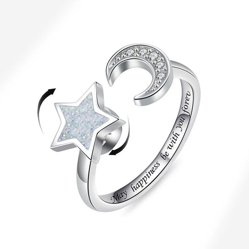 925 Silver Sunflower Diamond Zircon Rotatable Ring For Women Gift Relieve Stress Ring Jewelry