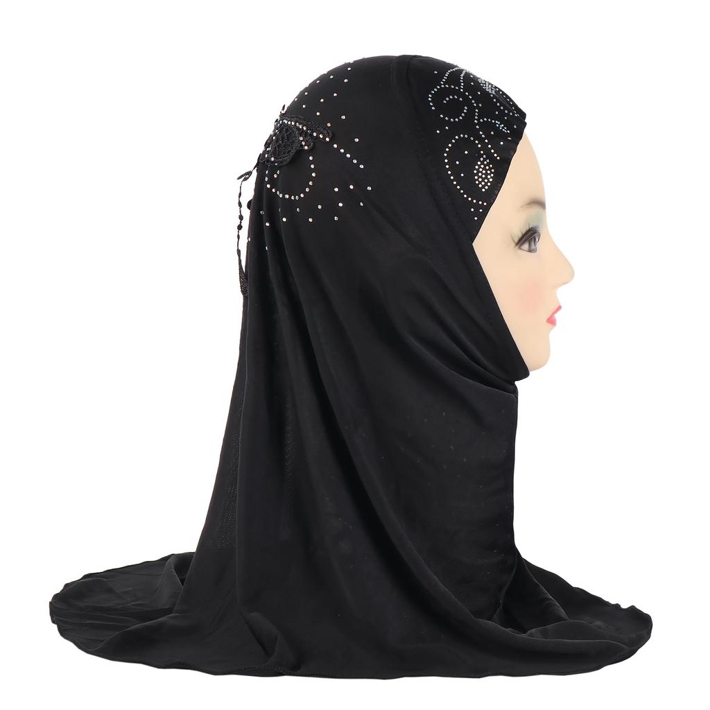 Easy To Wear Girls Instant Hijab Scarf Muslim Hijabs Handmade Flower Amira Lovely Flower Headscarf Turban for 2-6 Years Kids