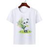 Cute Giant Panda Cartoon Tshirt for Boy Girl Summer round Neck Modal Cat Short Sleeve ParentChild Top Kids Clothing