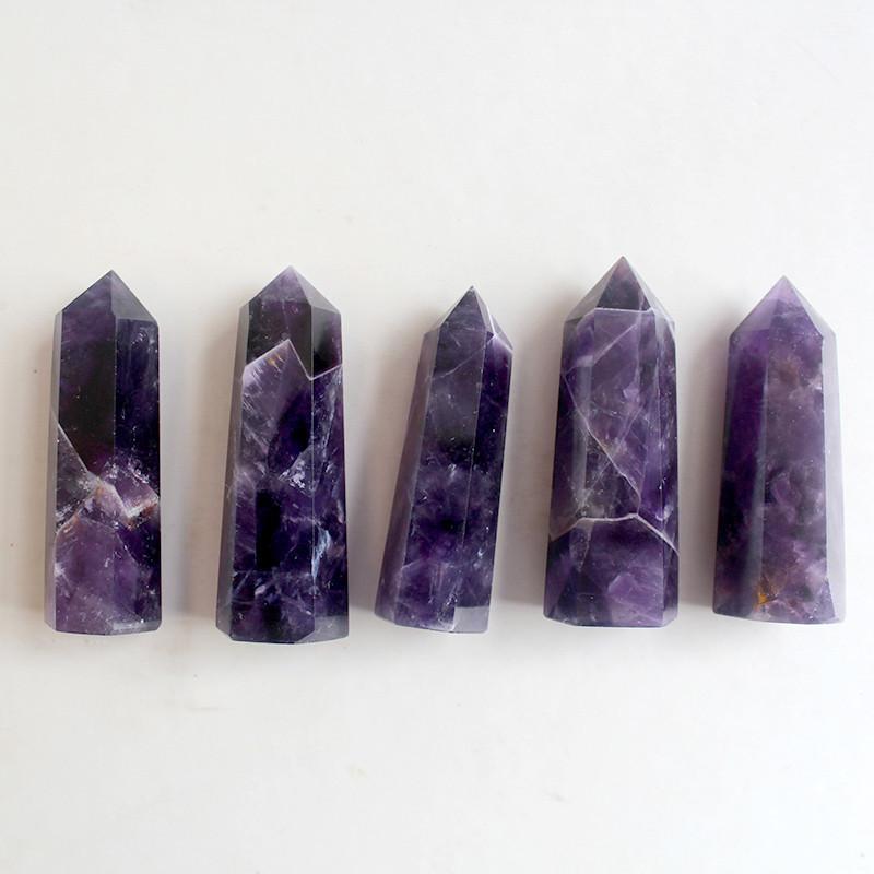 Unique Natural Purple Dream Amethyst Quartz Crystal Stone Point Healing Wand