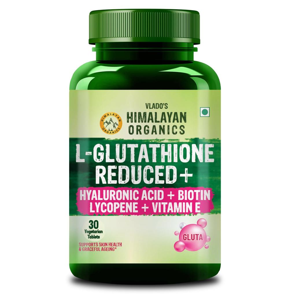 Vlado’s Himalayan Organics Japanese L Glutathione Tablets Reduced (98%) with Hyaluronic Acid Vitamin E + Biotin | Glutathione Supplement - Highes
