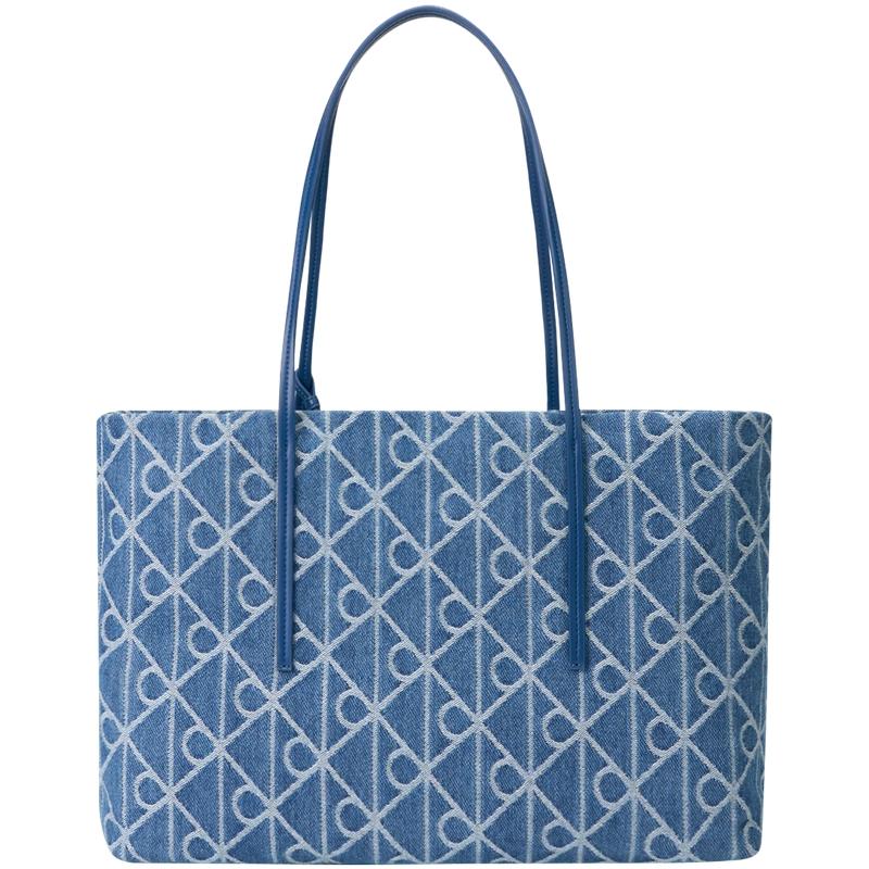 

Calvin Klein Casual Commuter Style Monogram Jacquard Printed Tote Bag Women Tote Bag Rainbow-Blue 4F3428G-YBN Basic Set (Bag)