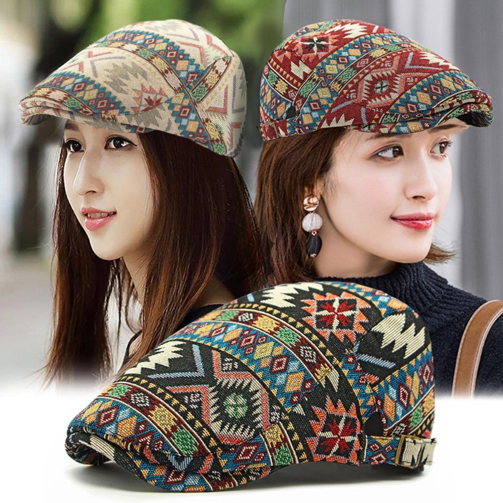 Painter Ethnic Style Berets Hat Adjustable Newsboy Flat Cap Fashion Retro Newsboy Caps  Male Female