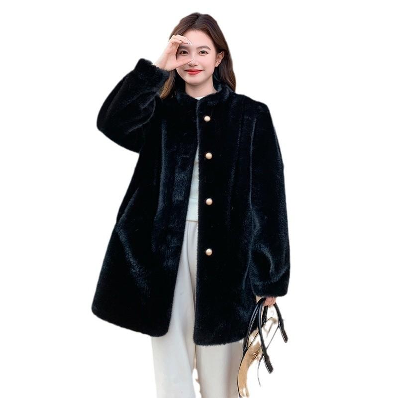 Winter new environmentally friendly fur coat women's fur integrated mink velvet stand-up collar thickened fur temperament coat