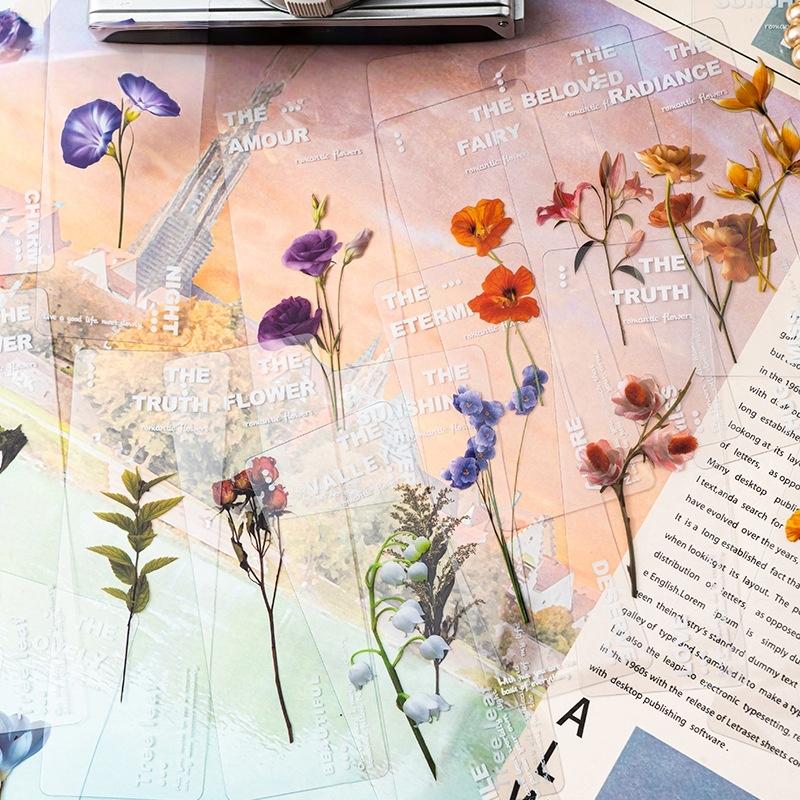 6 Stück Pflanzen Flüstern PVC Lesezeichen Set Natur Pflanzen Blumen Transparent Markierer Seite Notizhalter Schule Lesen Geschenk
