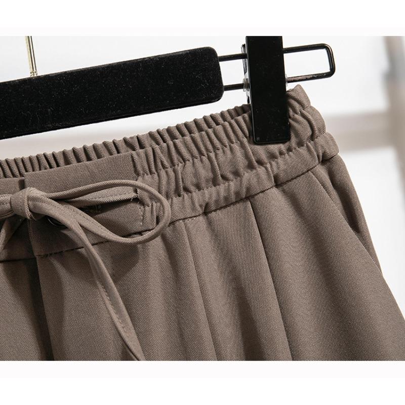 Plus Size Women's Trousers Spring and Autumn Drawstring Wide Leg Pant Suit Trousers Draped Casual Straight Trousers
