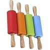 Mini Rolling Pin, Kids Rolling Pins Wooden Handle Non-stick Silicone Rolling Pins Pastry Brushes Dough Roller For Baking Pizza Cookie Pastry, (red, Gr