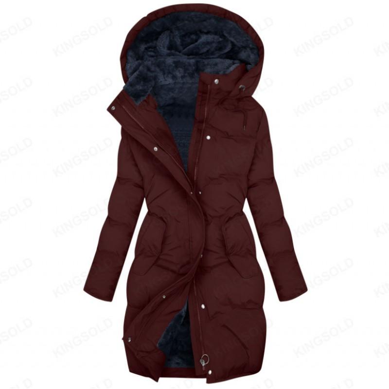 Womens Winter Thick Warm Hooded Cotton Coat With Fleece Lining Streetwear Style Slim Fit Outerwear