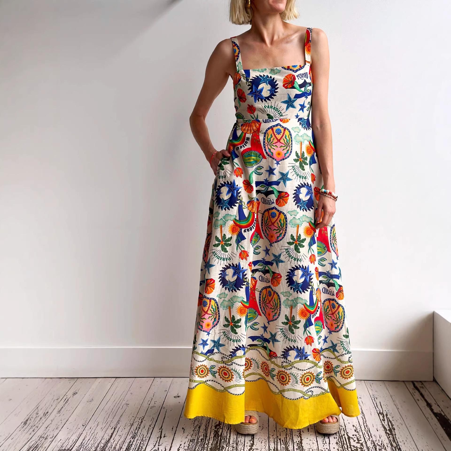 2026 Spring European & American Chic Graffiti Print Vest Dress XL