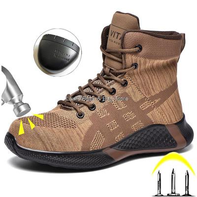 Modne wysokie buty robocze męskie damskie ze stalowym noskiem, oddychające buty robocze męskie buty robocze i bezpieczeństwa męskie buty zimowe nowe