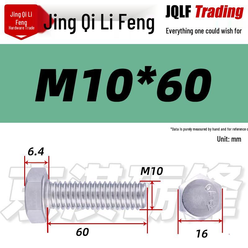 201 Stainless Steel Hex Head Full Thread Bolt: Wear & Corrosion Resistant, M4-M14 for Aerospace Machinery