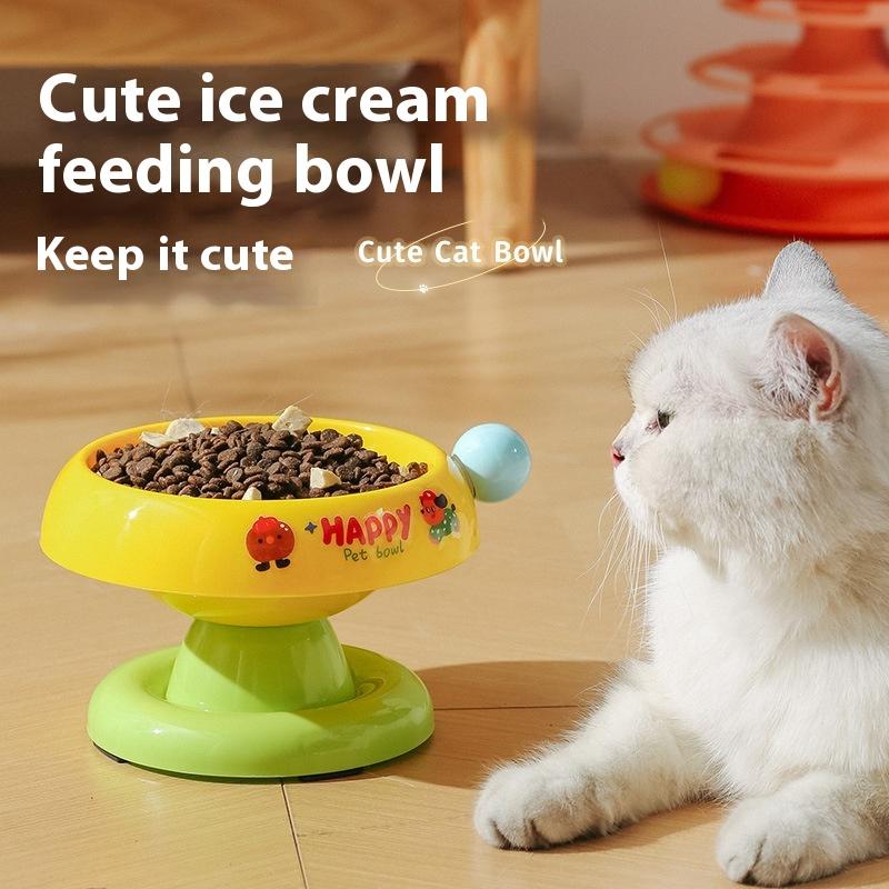 Cute Cartoon Elevated Pet Bowl Stainless Steel Bowl Neck Protection Neck Protection Anti-Choking Non-Slip Pet Feeder Supplies