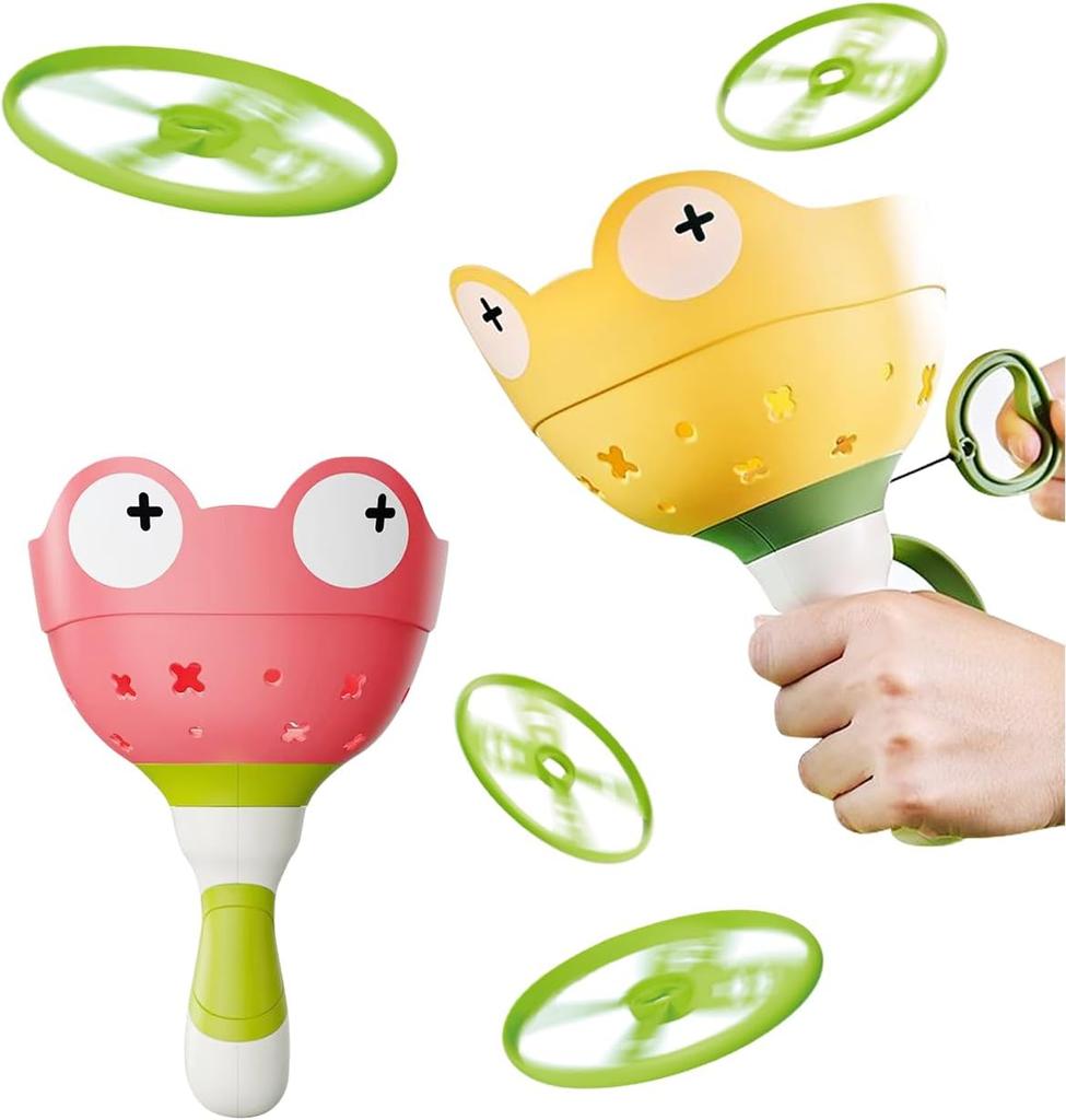 Fullware Flying Disc Launcher, Propeller Toy, 2 Packs & 12 Discs Outdoor Games Garden Toy for Children from 3 - 6 Years, Birthday Christmas