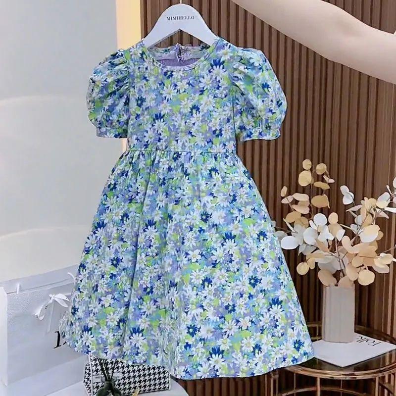 Girls' Summer Floral Dress Fresh Princess Dress Girls' Fashion Version Backless Dress