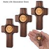 Cross My Heart Encouragement Gift Christian Prayer Handheld Walnut Wooden Cross with Heart To Carry In Pocket Emotional Support