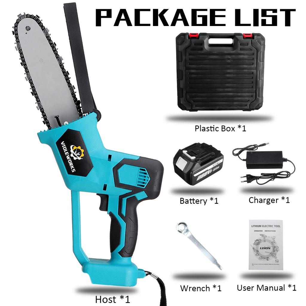 

Электрическая пила, 8 дюймов, 288 В, бензопила с пластиковой коробкой из 2 предметов, портативный перезаряжаемый бесщеточный резак по дереву для батареи Makita 1*Battery