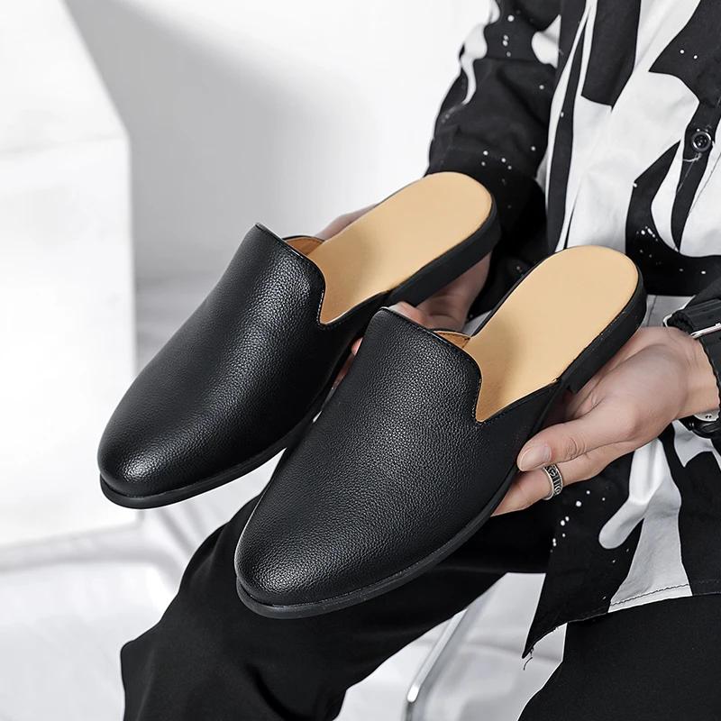 Fashion White Men’s Half Shoes For Men Shoes Mules Casual Designer Shoes Fashion Loafers Luxury Black Slippers 2024 Zapatillas Hombre