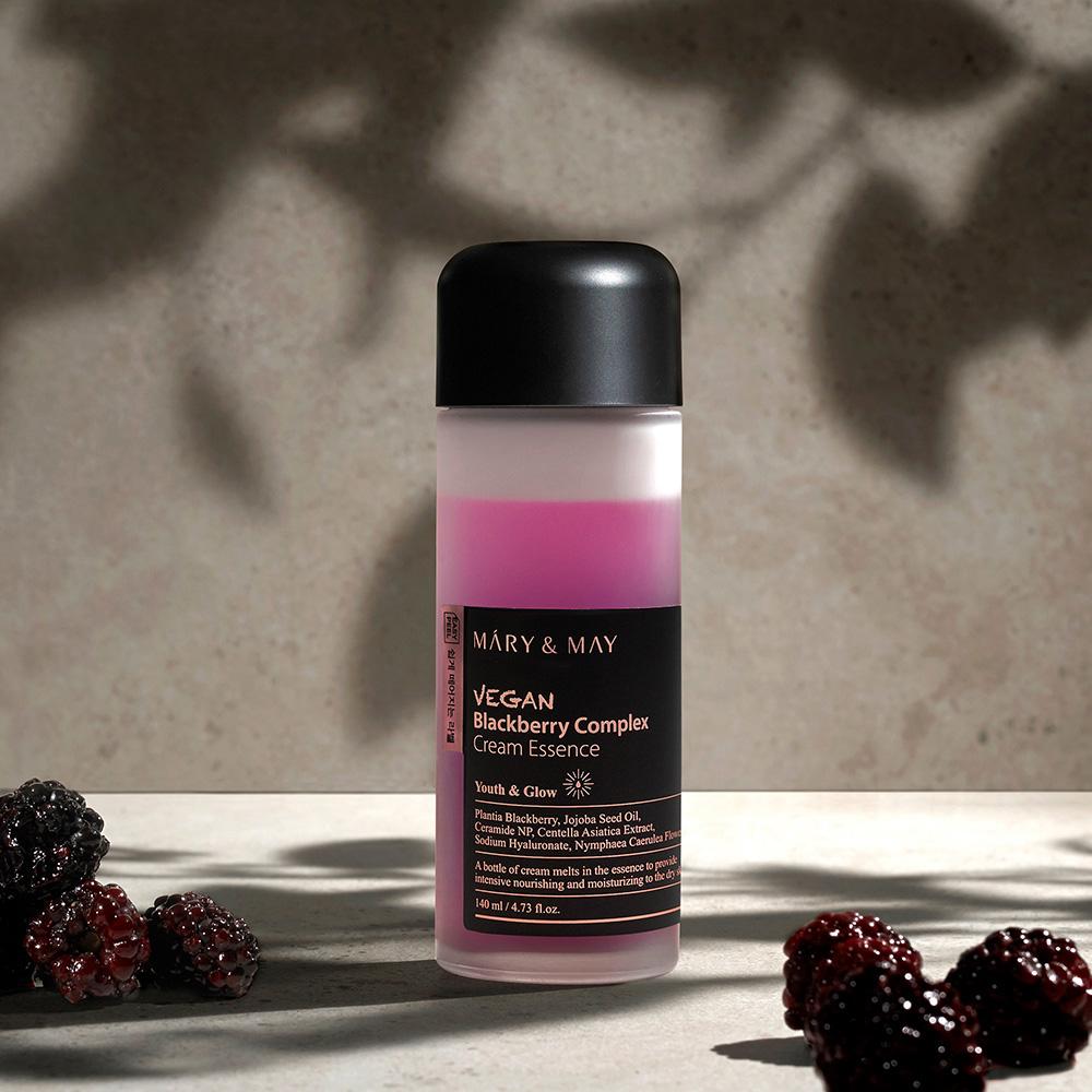 Mary&May Vegan Blackberry Complex Cream Essence 140ml - Hydration Balance Glow, Korean