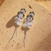 Elegant Zirconia Flower Tassel Stud Earrings - Light Luxury Fashion Accessory for Women