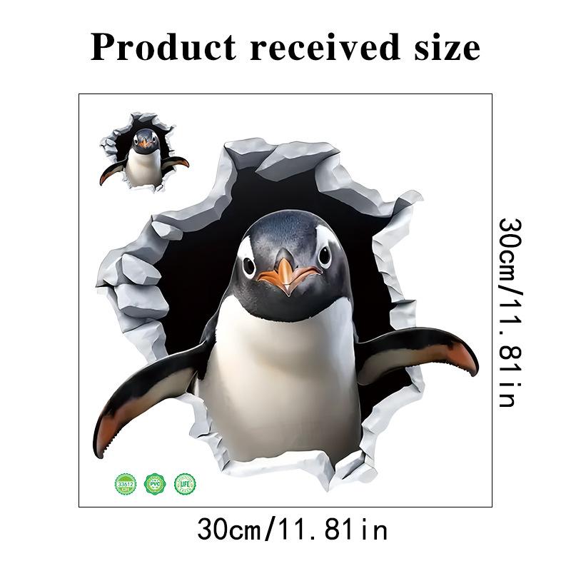 

3D пингвин настенная наклейка водонепроницаемая ванная комната наклейка крышка унитаза сломанное настенное искусство 30x30CM