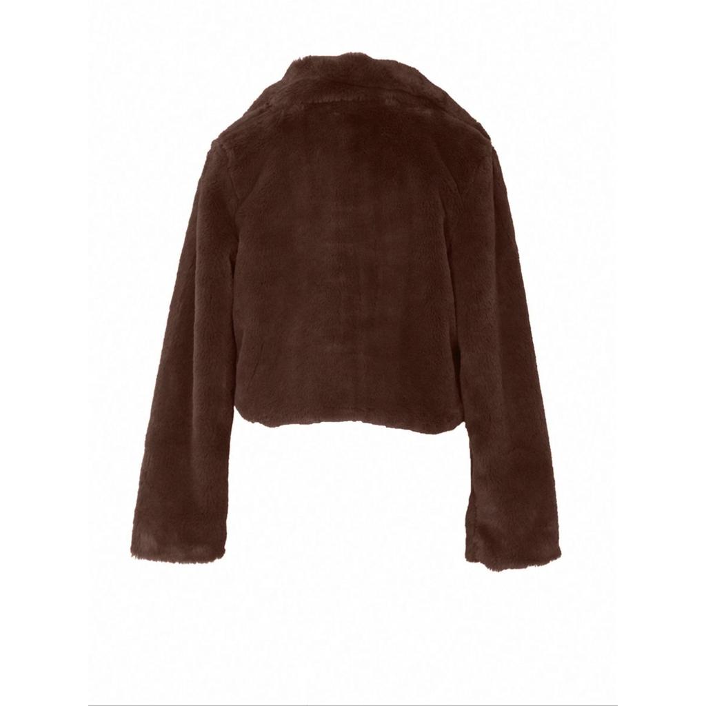 2025 Vegan Fur Cropped Jacket - Plush Faux Shearling Cardigan Coat W/ Oversized Fit, Lounge-to-Street Cocoon Coatigan for Winter